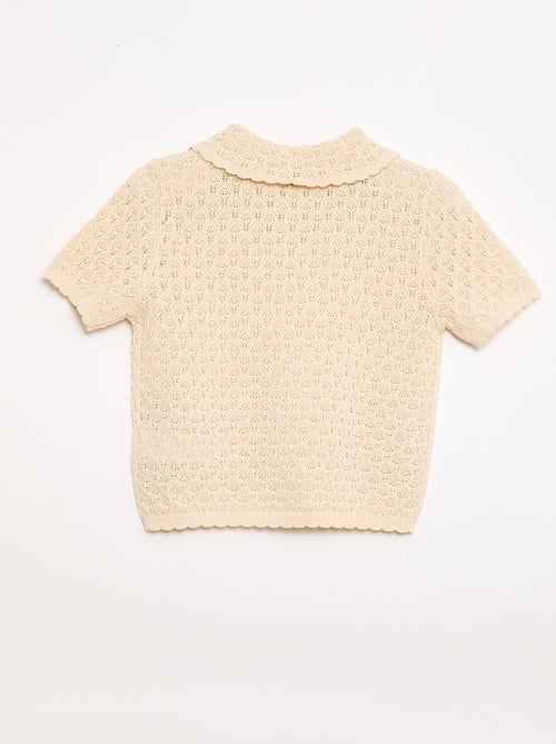 Polo à manches courtes en maille ajourée - Kiabi