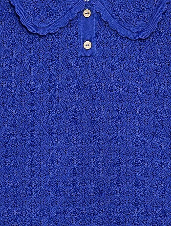 Polo à manches courtes en maille ajourée