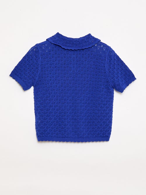 Polo à manches courtes en maille ajourée - Kiabi