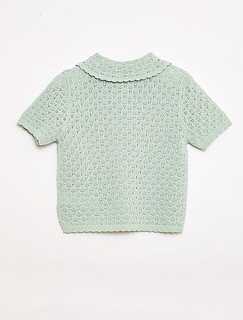 Polo à manches courtes en maille ajourée