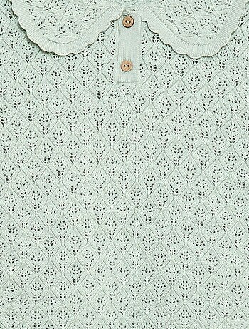 Polo à manches courtes en maille ajourée