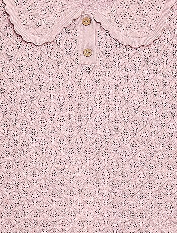 Polo à manches courtes en maille ajourée