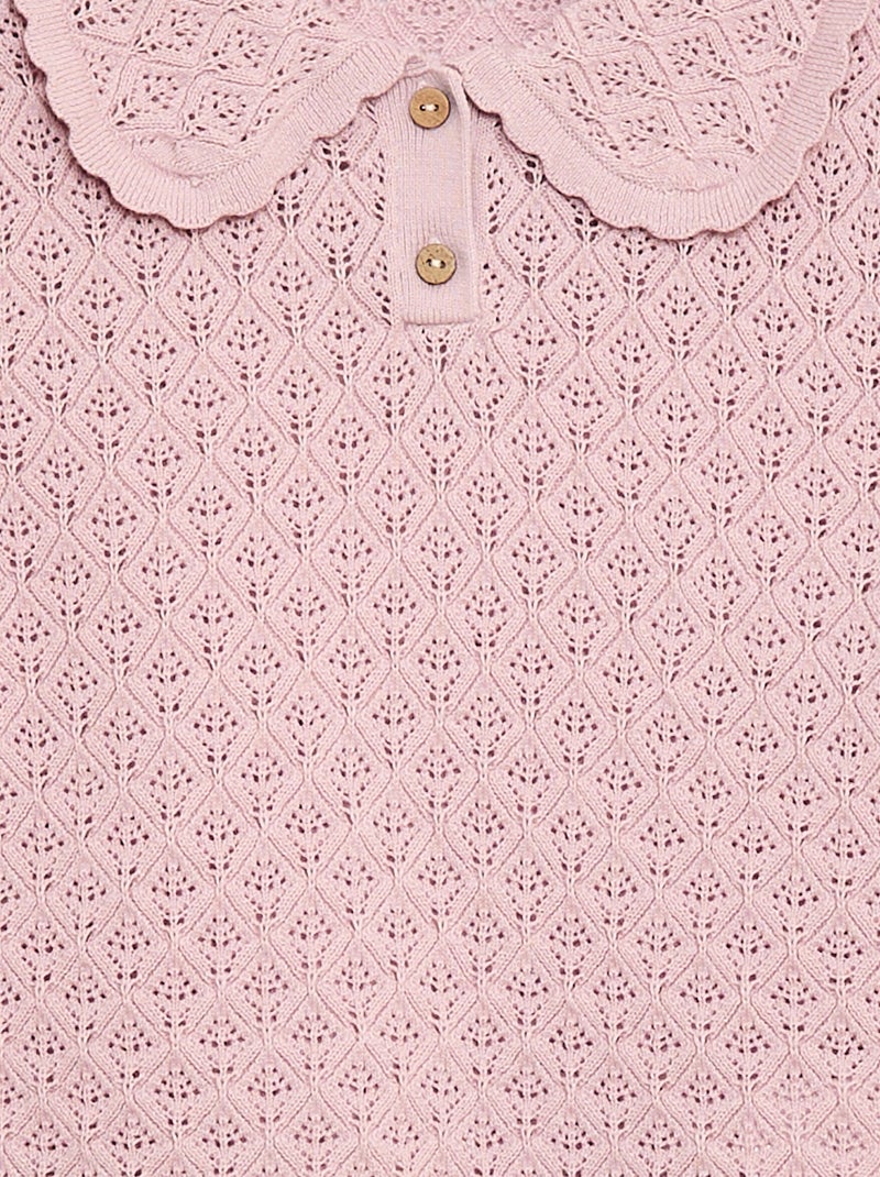 Polo à manches courtes en maille ajourée Violet - Kiabi