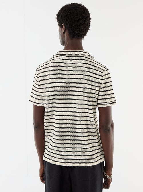 Polo à manches courtes en matière fantaisie - Kiabi