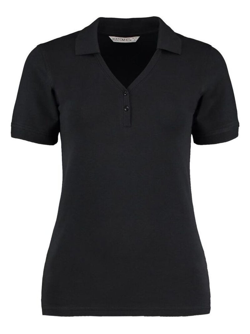Polo à manches courtes et col en V Kustom KÇa Sophia Comfortec® pour femme Noir - Kiabi