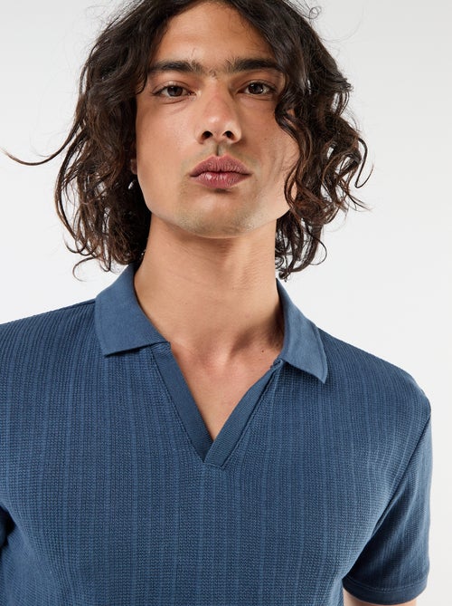 Polo à manches courtes et matière en nid d'abeilles - Kiabi