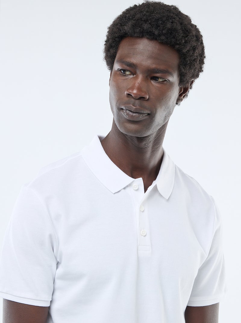 Polo à manches courtes homme en maille piquée uni Blanc - Kiabi