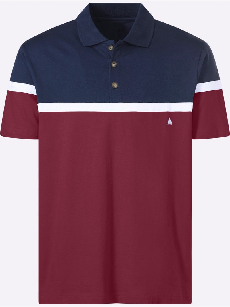 Polo à Manches Courtes Jersey Fin - Taille Standard - Witt Bleu Rouge - Kiabi