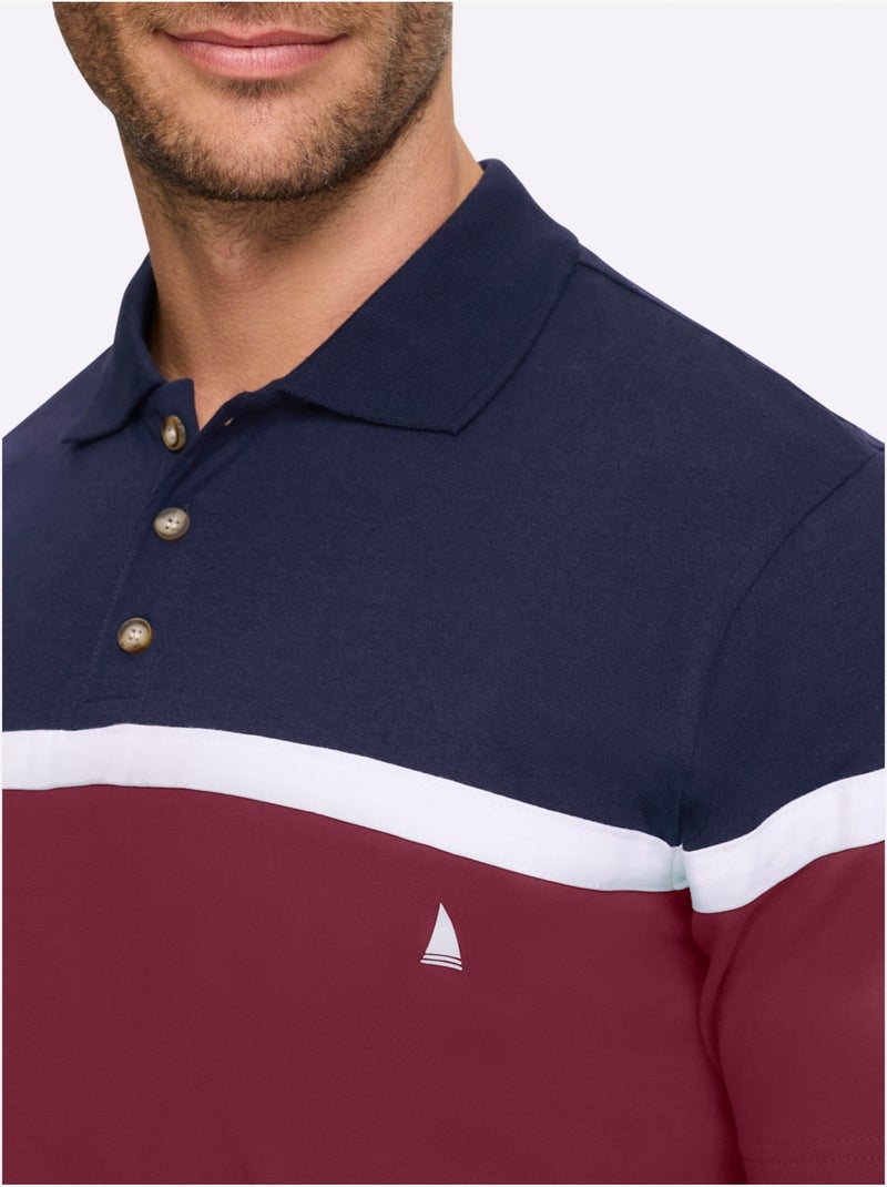 Polo à Manches Courtes Jersey Fin - Taille Standard - Witt Bleu Rouge - Kiabi