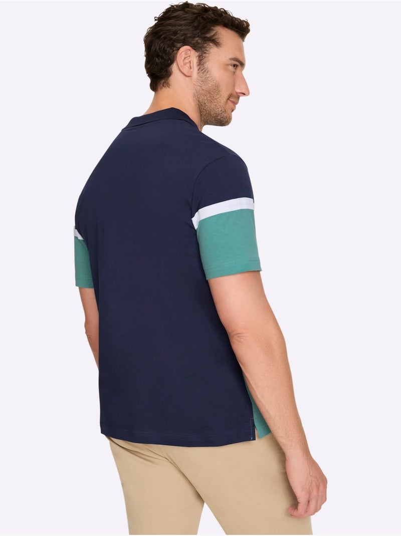 Polo à Manches Courtes Jersey Fin - Taille Standard - Witt Bleu Vert - Kiabi