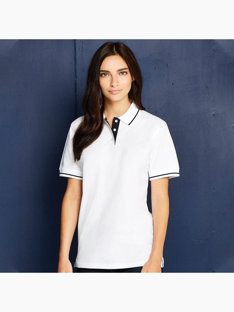 Polo à manches courtes Kustom Kit St. Mellion pour femme Blanc Bleu marine - Kiabi