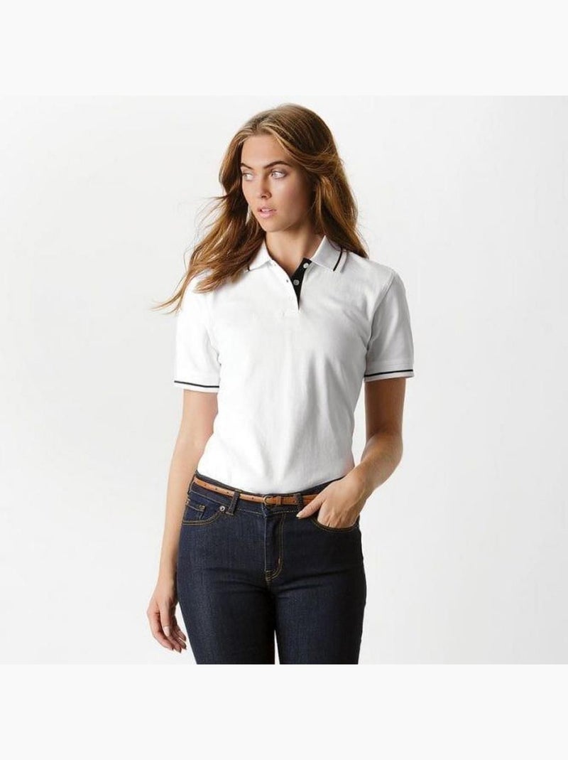 Polo à manches courtes Kustom Kit St. Mellion pour femme Blanc Bleu marine - Kiabi