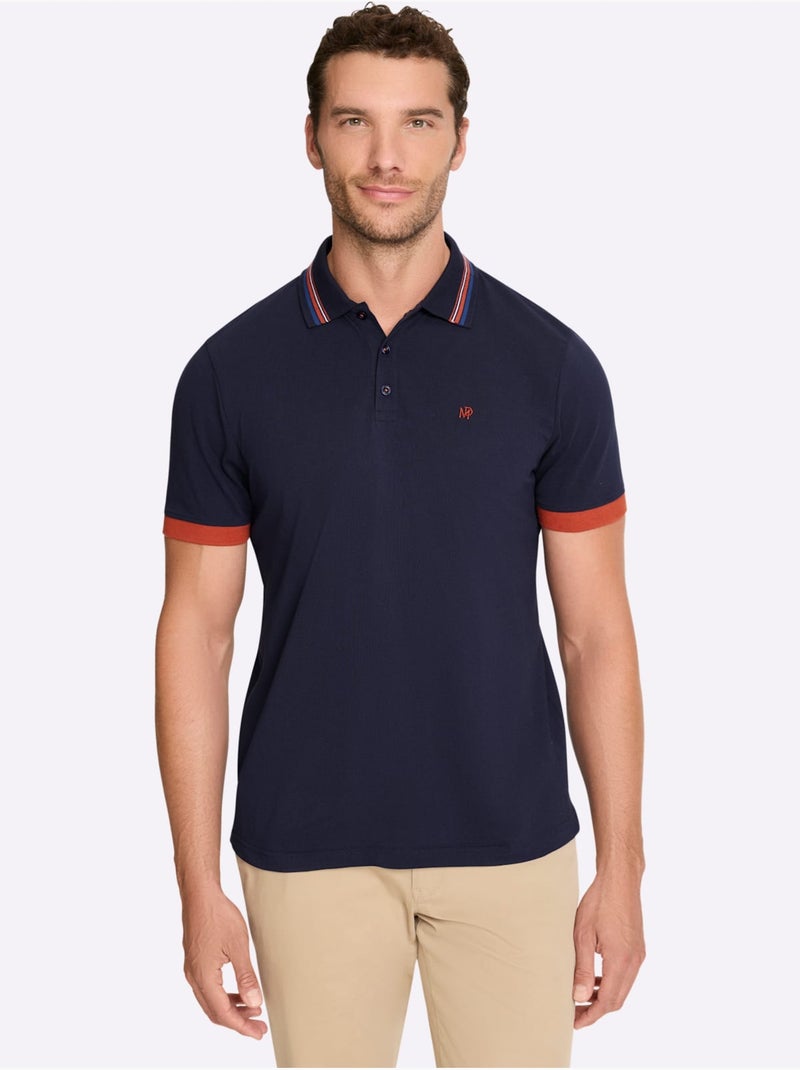 Polo à Manches Courtes Qualité Piqué - Taille Standard - Witt Bleu marine - Kiabi