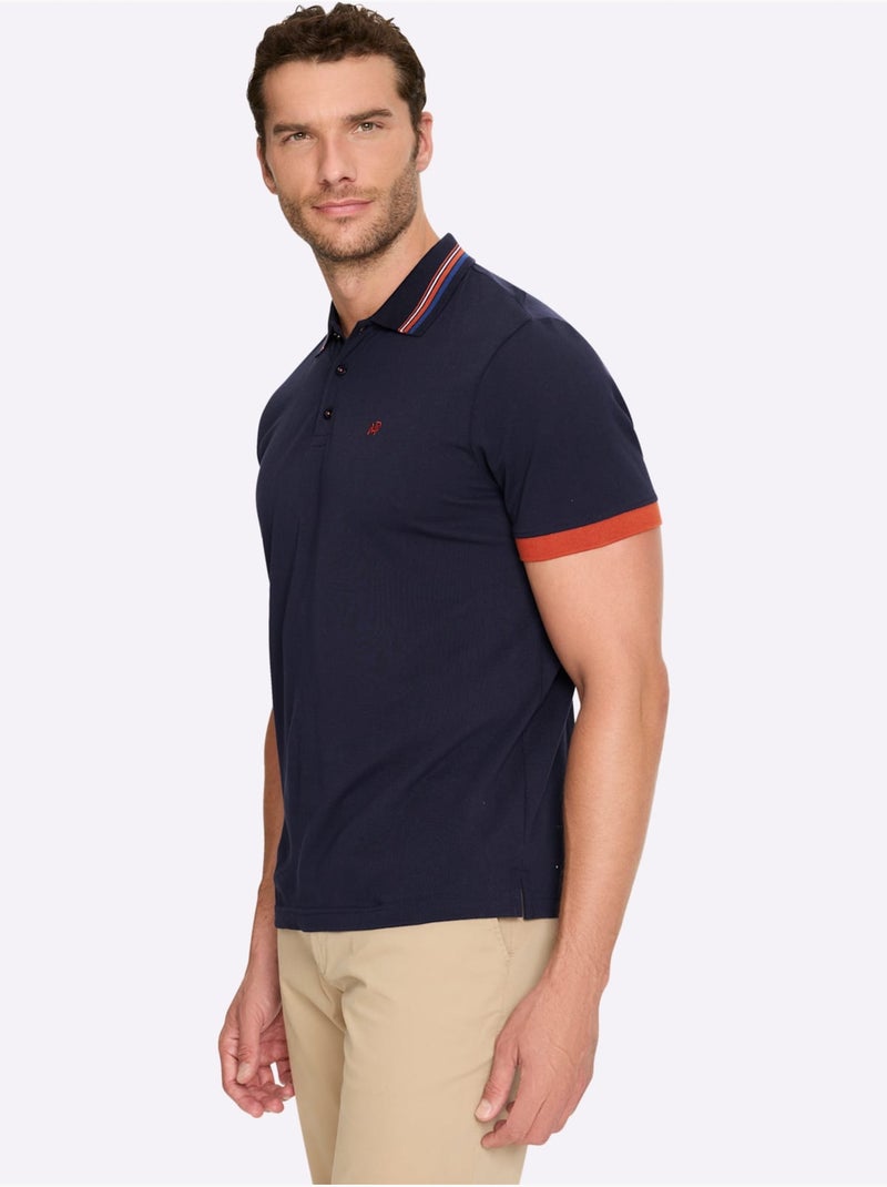 Polo à Manches Courtes Qualité Piqué - Taille Standard - Witt Bleu marine - Kiabi