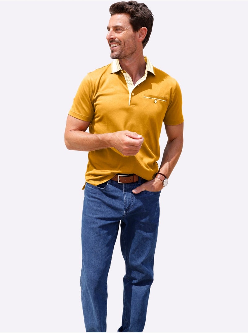 Polo à Manches Courtes Qualité Signée Hajo - Taille Standard - Witt Ocre - Kiabi