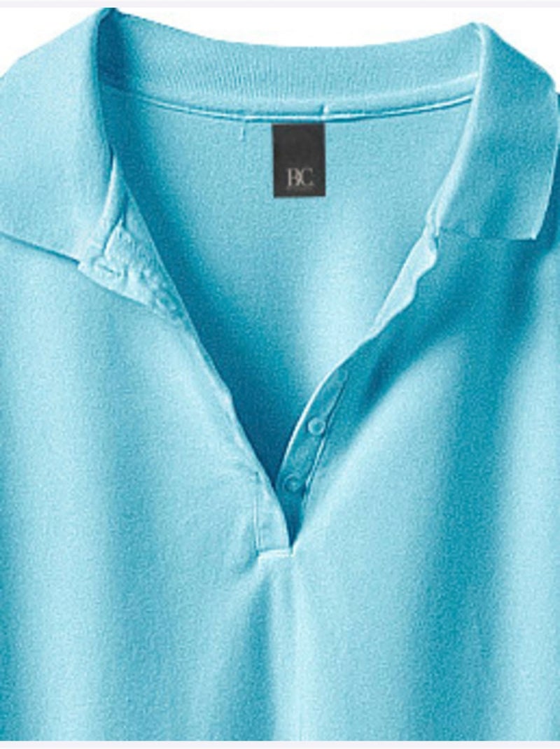 Polo à Manches Longues - Taille Standard - Helline Turquoise - Kiabi