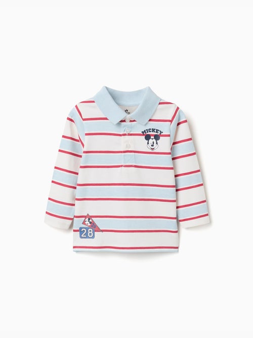 Polo à manches longues à rayures avec imprimé mickey - Kiabi Polo à manches longues à rayures avec imprimé mickey - Kiabi