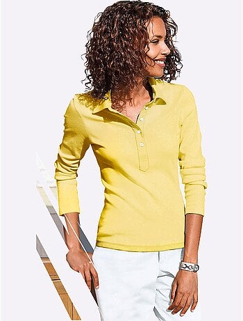 Polo à manches longues en jersey fin avec col polo et patte de boutonnage - taille standard - witt