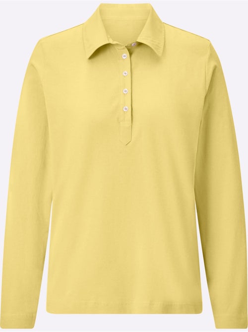Polo à manches longues avec col polo en pur coton - Taille standard - Witt - Kiabi