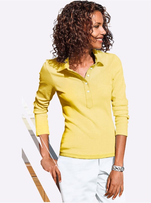 Polo à manches longues avec col polo en pur coton - Taille standard - Witt - Kiabi