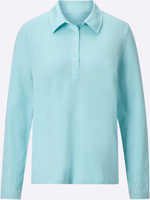 Polo à manches longues avec col polo en pur coton - Taille standard - Witt - Kiabi