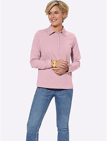 Polo à manches longues en jersey fin avec col polo et patte de boutonnage - taille standard - witt
