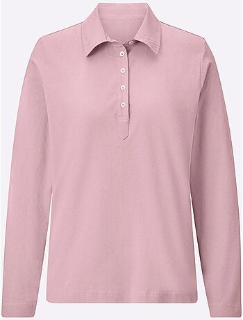 Polo à manches longues en jersey fin avec col polo et patte de boutonnage - taille standard - witt