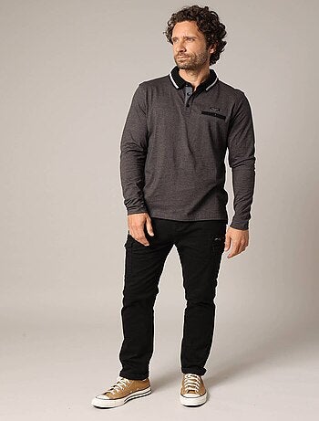 Polo à manches longues avec poche raglan boutonnée 'Deeluxe'