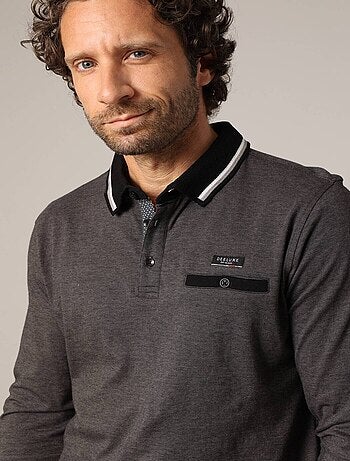 Polo à manches longues avec poche raglan boutonnée 'Deeluxe'