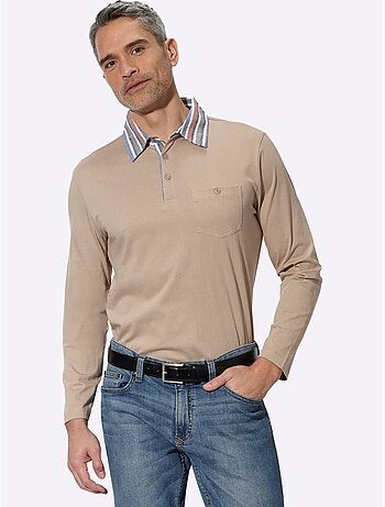 Polo à Manches Longues Col Chemise Tissé - Taille Standard - Moda Vilona