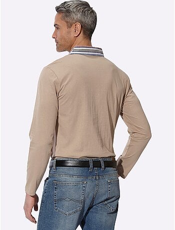 Polo à Manches Longues Col Chemise Tissé - Taille Standard - Moda Vilona
