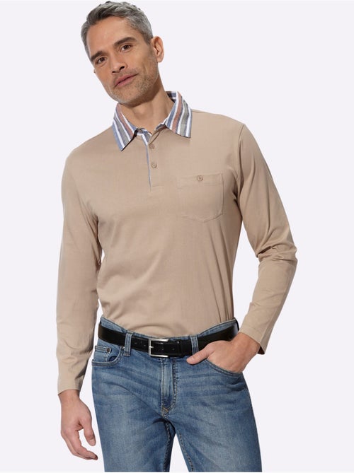 Polo à Manches Longues Col Chemise Tissé - Taille Standard - Moda Vilona - Kiabi Polo à Manches Longues Col Chemise Tissé - Taille Standard - Moda Vilona - Kiabi