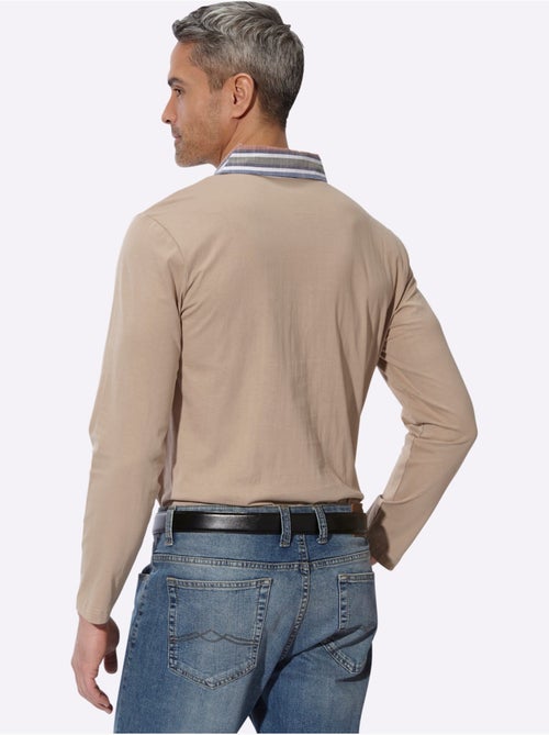 Polo à Manches Longues Col Chemise Tissé - Taille Standard - Moda Vilona - Kiabi Polo à Manches Longues Col Chemise Tissé - Taille Standard - Moda Vilona - Kiabi