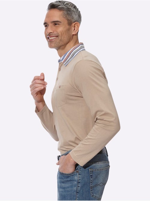 Polo à Manches Longues Col Chemise Tissé - Taille Standard - Moda Vilona - Kiabi Polo à Manches Longues Col Chemise Tissé - Taille Standard - Moda Vilona - Kiabi