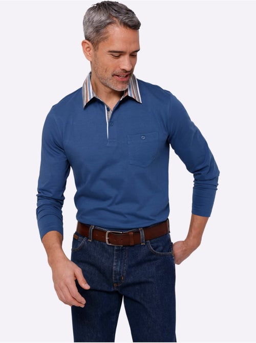 Polo à Manches Longues Col Chemise Tissé - Taille Standard - Moda Vilona - Kiabi