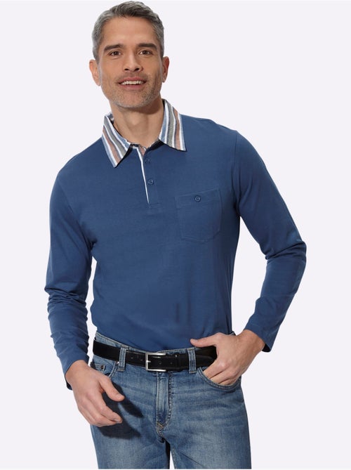 Polo à Manches Longues Col Chemise Tissé - Taille Standard - Moda Vilona - Kiabi