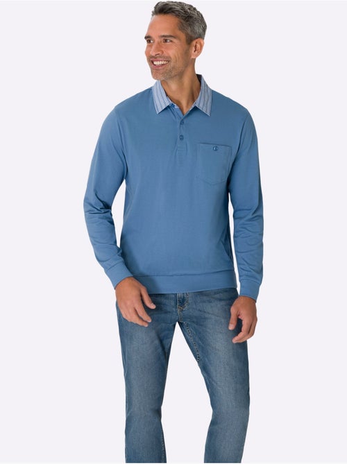 Polo à manches longues col chemise tissé - taille standard - moda vilona - Kiabi Polo à manches longues col chemise tissé - taille standard - moda vilona - Kiabi