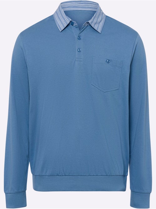 Polo à manches longues col chemise tissé - taille standard - moda vilona - Kiabi Polo à manches longues col chemise tissé - taille standard - moda vilona - Kiabi