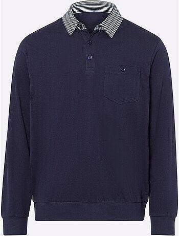 Polo à manches longues col chemise tissé - taille standard - moda vilona