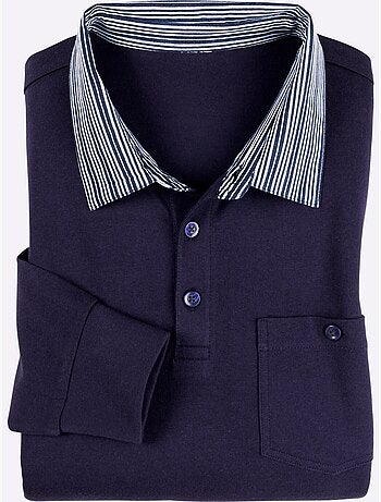 Polo à manches longues col chemise tissé - taille standard - moda vilona