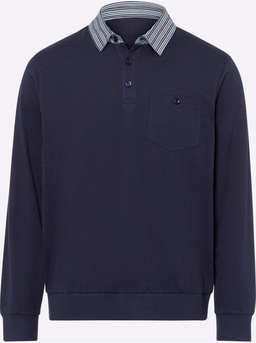 Polo à manches longues col chemise tissé - taille standard - moda vilona - Kiabi Polo à manches longues col chemise tissé - taille standard - moda vilona - Kiabi