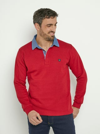 Polo à manches longues col denim