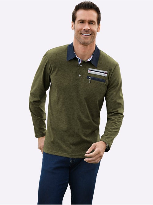 Polo à manches longues contrastes sportifs - taille standard - witt - Kiabi