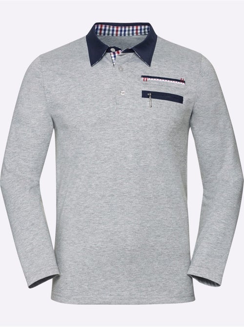 Polo à manches longues contrastes sportifs - taille standard - witt - Kiabi Polo à manches longues contrastes sportifs - taille standard - witt - Kiabi