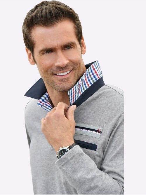 Polo à manches longues contrastes sportifs - taille standard - witt - Kiabi Polo à manches longues contrastes sportifs - taille standard - witt - Kiabi