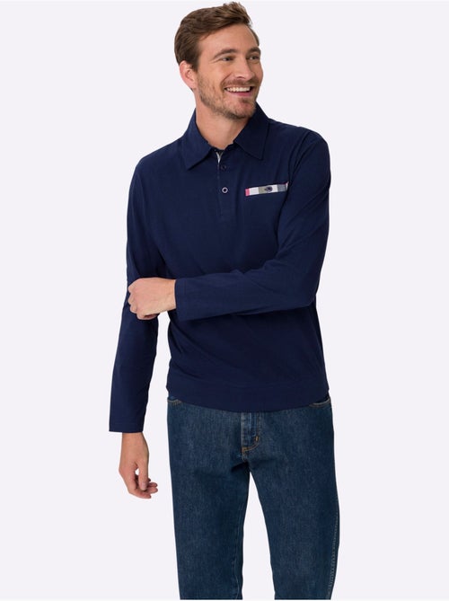 Polo à Manches Longues Empiècements En Carreaux Tissés - Taille Standard - Moda Vilona - Kiabi Polo à Manches Longues Empiècements En Carreaux Tissés - Taille Standard - Moda Vilona - Kiabi