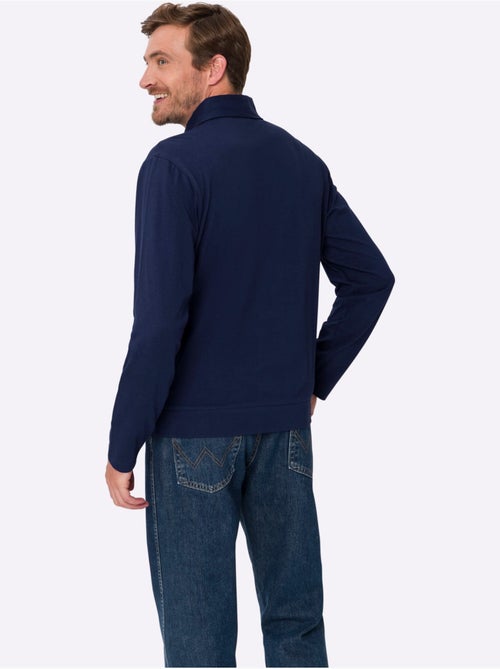 Polo à Manches Longues Empiècements En Carreaux Tissés - Taille Standard - Moda Vilona - Kiabi Polo à Manches Longues Empiècements En Carreaux Tissés - Taille Standard - Moda Vilona - Kiabi