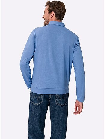 Polo à manches longues empiècements en carreaux tissés - taille standard - moda vilona