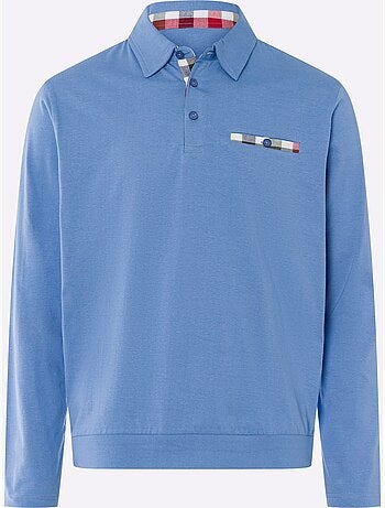 Polo à manches longues empiècements en carreaux tissés - taille standard - moda vilona