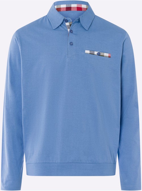 Polo à Manches Longues Empiècements En Carreaux Tissés - Taille Standard - Moda Vilona - Kiabi Polo à Manches Longues Empiècements En Carreaux Tissés - Taille Standard - Moda Vilona - Kiabi